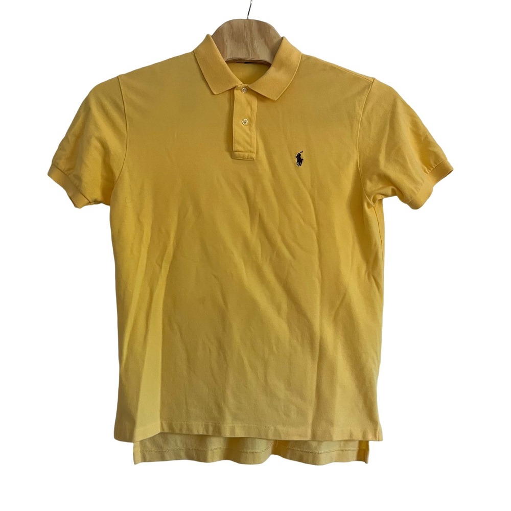 Polo Ralph Lauren Polo Shirt Mens Large Yellow Short Sleeve Cotton Pique, Preppy